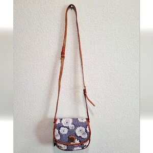 Dooney & Bourke Pebble Grain Hallie Shoulder Bag Blue And White Floral Design